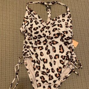 Leopard one piece swimsuit size L